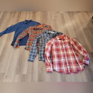 Eddie Bauer Large Tall LT Bundle Set of Four Plaid and Solid Shirts